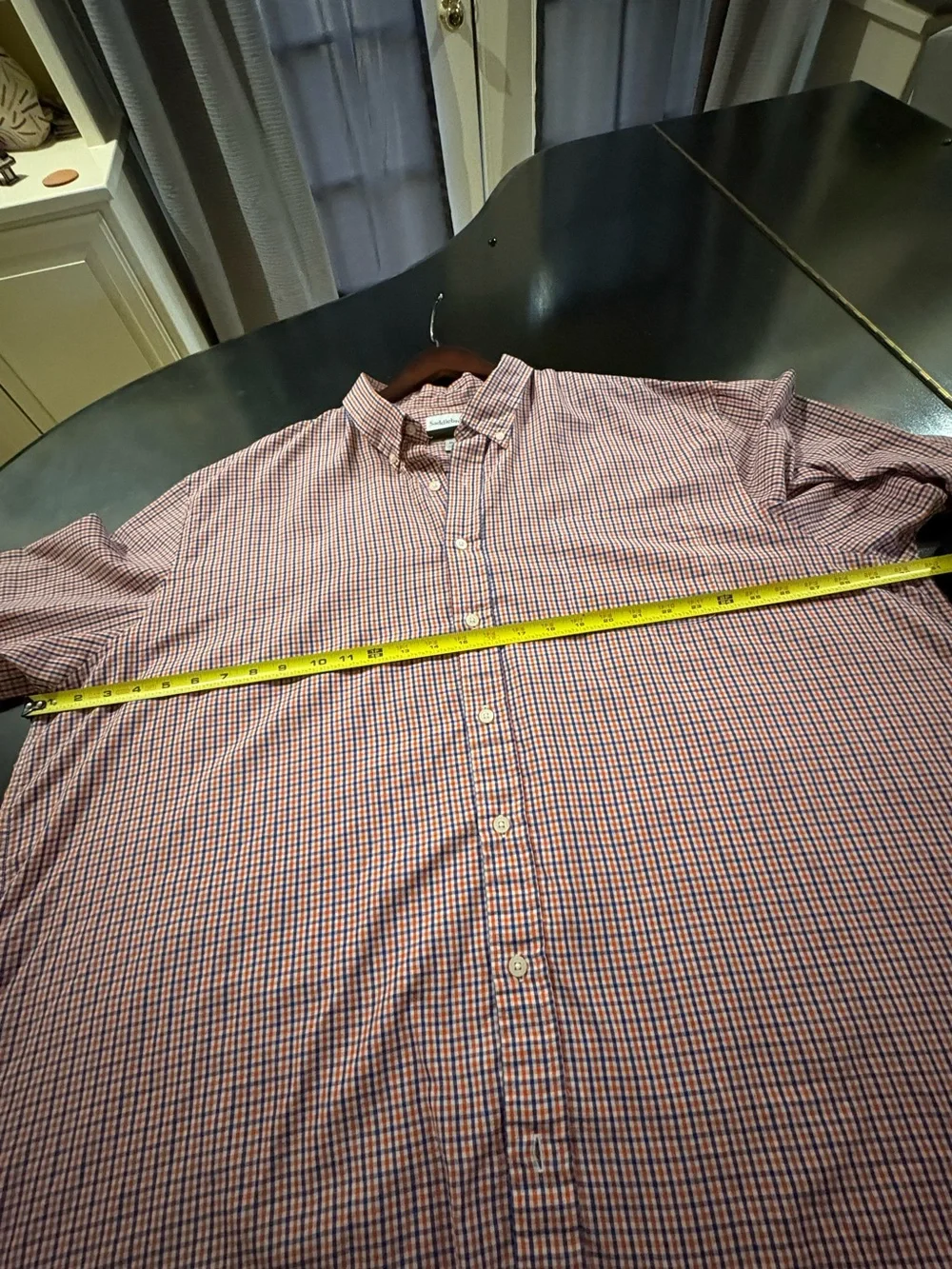Saddlebred Orange and Blue Micro-Check Button-Down Shirt 3XL Tall